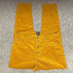 J Crew high rise skinny corduroy pants 32 mustard button fly casual trousers